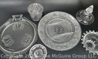 Set of Clear Crystal Glass Serving Pieces