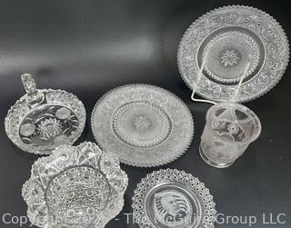 Set of Clear Glass Crystal Serving Pieces