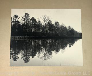 Early 19th C B&W Large Format Photo of Glassy Riverbank
