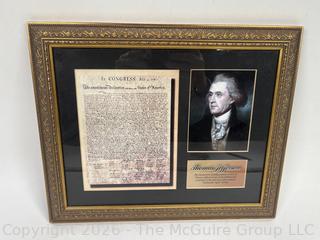 Framed Under Glass Thomas Jefferson Commemorative Collage 13 x 16" OD 