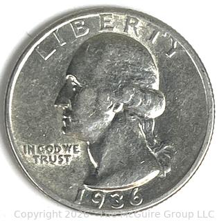 1936 25 Cent Silver Coin
