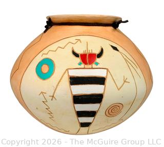 Red Horse Clay Company Native American Petroglyph 8" tall.  Small chip on lip. 