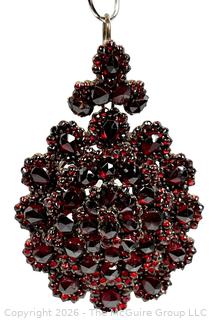 Bohemian Garnet Glass Backed Gilt Silver Vermeil Locket Pendant