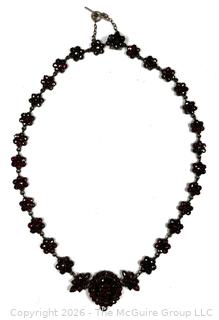 Bohemian Garnet Gilt Silver Vermeil Necklace