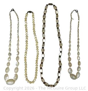 Four (4) Abalone Shell and Mother of Pearl Bead Necklaces