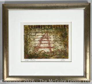 Framed Under Glass Color Lithograph Titled Colorful Vibrations Signed by Artist.  20" x 23"