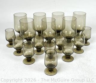 Set of Smokey Grey Glass Goblets 