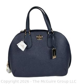 Coach Navy Pebbled Leather Prince Street Satchel Handbag, New With Tags