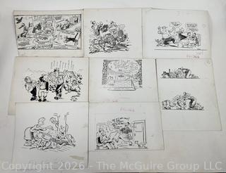 Collection of Original Cartoon Boards Signed by Artist Al Banx