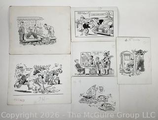 Collection of Original Cartoon Boards Signed by Artist Al Banx