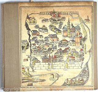 HB Book Titled Jerusalem: The Saga of The Holy City. 1954 Private Printing w/ Color Plates For Subscribers Only. Includes Separate Antique Map of Palestine 9 x 12" 