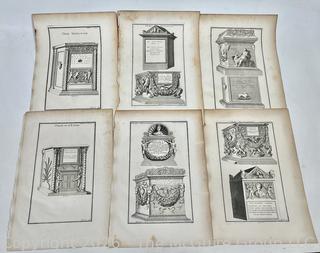 Six (6) 18th Century Unframed French Architectural Engravings