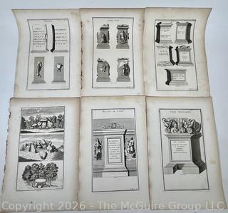 Six (6) 18th Century Unframed French Architectural Engravings