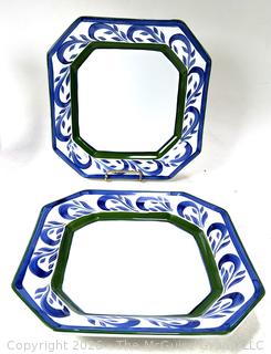 Two (2) Herend Hungary Handpainted Village Pottery Platters.  