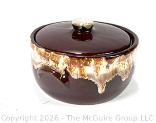 Hull Pottery Brown Drip Bean Pot With Lid 