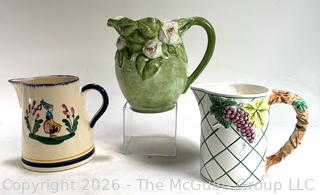 Three (3) Porcelain Pitchers by Haldron, Lisieux and Present Tense
