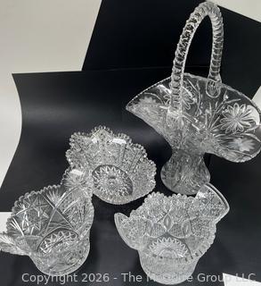 Four (4) Cut Crystal Serving Pieces