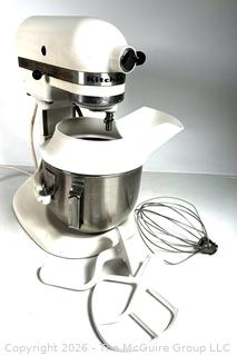 White Kitchen Aid Hobart K45 Stand Mixer with Bowl & Attachments