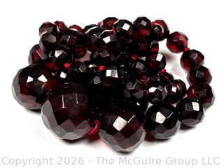Red Cherry Amber Graduated Bead Necklace. 