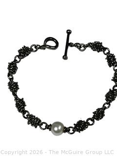 Sterling Silver with Pearl Link Bracelet Made by Michael Dawkins