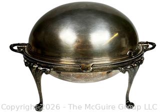 English Victorian Silverplate Roll Top Dome Food Warmer