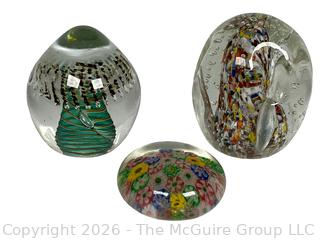 Three (3) Hand Blown Paperweights