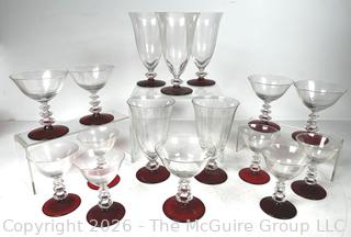 Ruby Red Crystal Glass Goblets and by Duncan & Miller