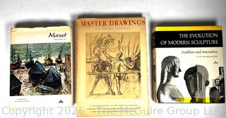 Three (3) Art Books Including Monet, Master Drawings and Evolution of Modern Sculpture.