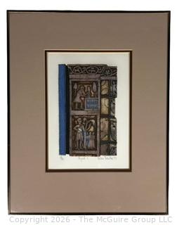 Framed Under Glass Color Lithograph Titled Ripoll II Signed and Numbered by Artist Valerie Thornton (1931-1991).  13 x  16"