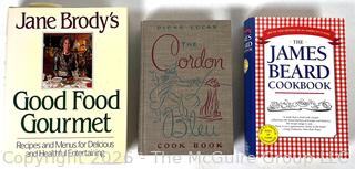 Three (3) Cook Books Including Jane Brody, James Beard and Cordon Bleu.