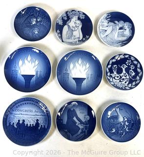 Nine (9) Royal Copenhagen Blue and White Porcelain Plates