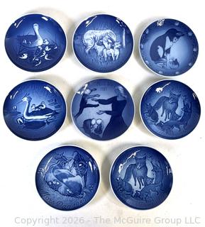 Eight (8) Royal Copenhagen Blue and White Porcelain Plates