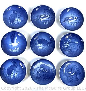 Nine (9) Royal Copenhagen Blue and White Porcelain Plates