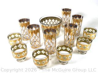 Midcentury  22-Karat Gold Decorated Culver Valencia Gilt Cocktail Set