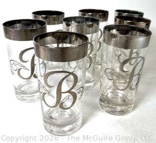 Set of Eight (8) MId Century Dorothy Thorpe Flying B Glass Tumblers 