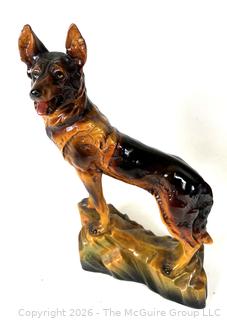 German Shepherd Dog Chalkware Statue Name Lucy