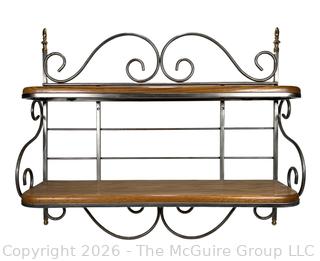 Large Wood and Metal Scroll Work Wall Mount Shelf 