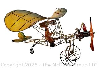 Signed Clifford Earl Bi Plane Flying Machine Art Sculpture