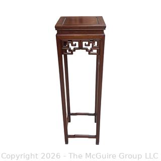 Chinese Carved Rosewood Pedestal Plant Stand.  44" tall