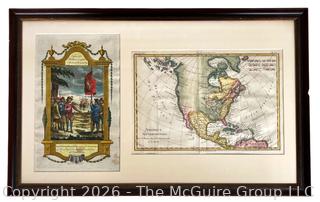 Framed Under Glass c. 1780 French Map, Amerique Septentrionale. Par M Bonne, Ingemeur-Hydrographe de la Morine,