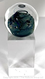Blue Green Art Glass Paperweight