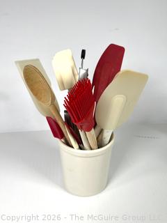 Ceramic Canaster with Kitchen Tools 
