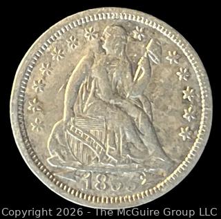 1853 Seated Liberty US 10 Cent Coin