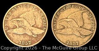 Two (2) U.S. 1857 Flying Eagle 1 Cent Coins
