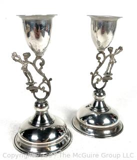 Pair of Beaux Arts Revival Style Weighted Sterling Silver Candlesticks