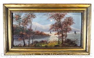 Framed Oil on Board of Cove Signed by Artist on Back.