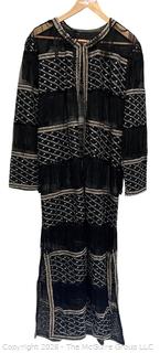 Black Sheer Beaded and Embroidered Caftan