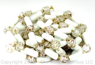 White and Gold Murano Glass Bead Necklace