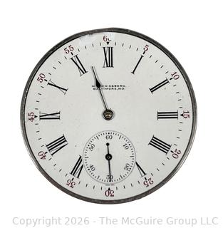 Meningsberg (Private Label) Pocket Watch Movement Made by A.W.W. Co, Waltham, MA. 15 Jewels SN# 58-3449
