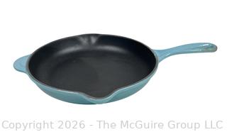 Le Creuset Signature Coastal Blue Cast Iron Enamel Skillet. 